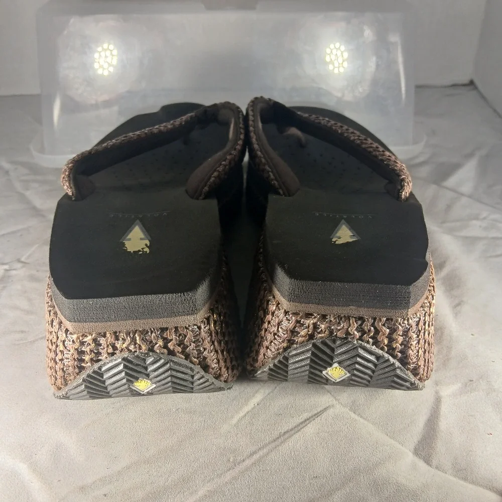 Volatile Womens Platform Wedge Sandals Bronze Woven Thong Flip Flops Size‎ 10